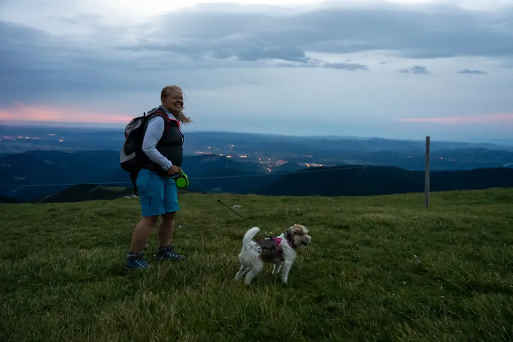 Wandern mit Hund Schneeberg Sonnenaufgang