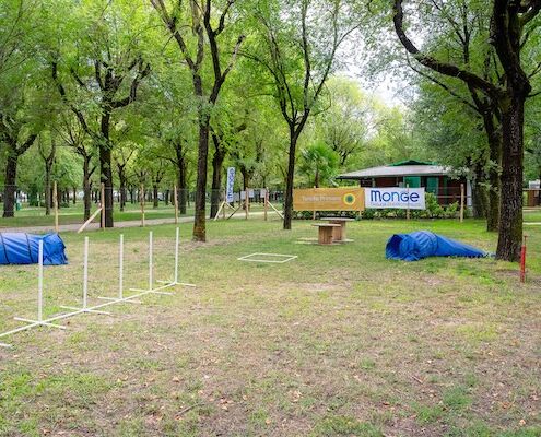 Agility Zone mit Geräten für Hunden im Club del Sole Feriendorf Grado