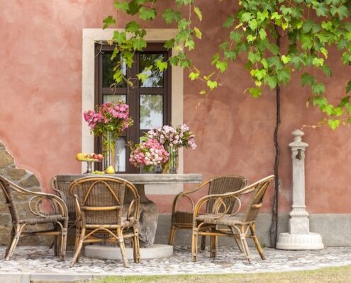 Urlaub mit Hund Friaul Castello di Spessa Terrasse