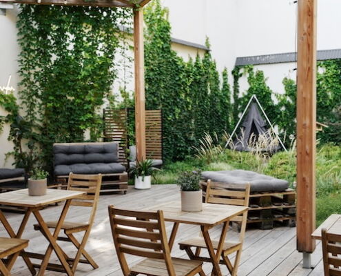 Urlaub mit Hund Apartments Wien grüne Terrasse