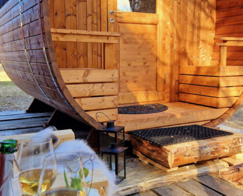 Unser Saunafass mit Erfrischung Lev Naturanda