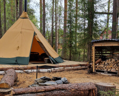 Eine unseer Zelte zum Übernachten