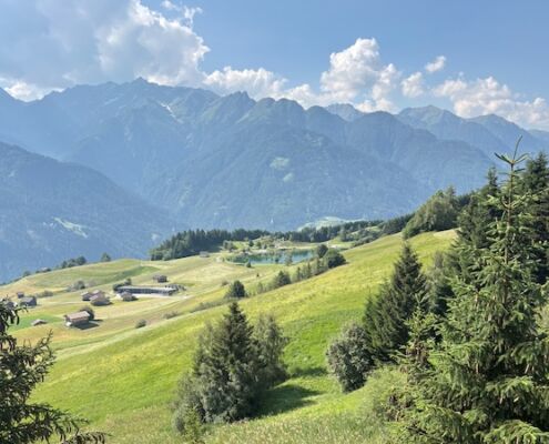 Urlaub mit Hund_Tirol_Hotel Bergfrieden Fiss_Blick zum Wolfsee