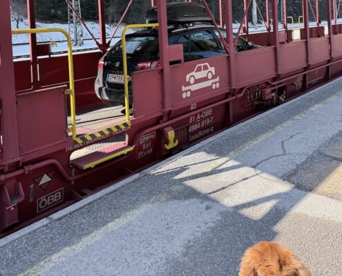 Urlaub mit Hund_Österreich_von Salzburg nach Kärnten_Tauernschleuse eingeparkt